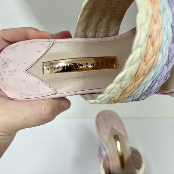 Sophia Webster Ines Woven Wedge Mid Espadrille Mule Slide Sandals 38 7.5 - Picture 3 of 7